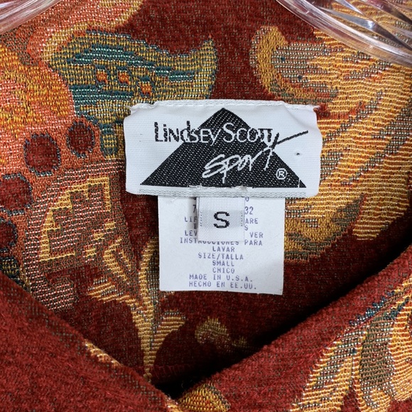 VINTAGE Lindsey Scott Blazer Wine Mauve Tapestry Floral Single Breasted Small - Picture 9 of 14